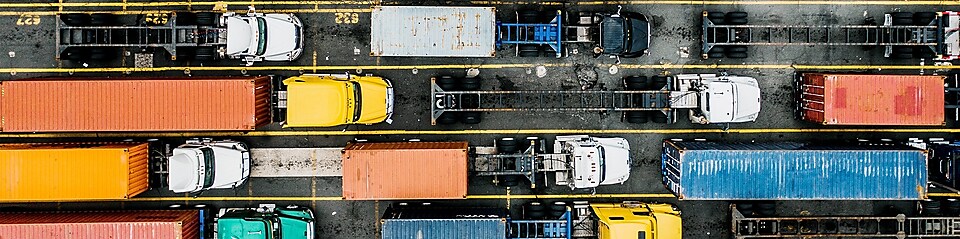Trucks in multiple road lanes